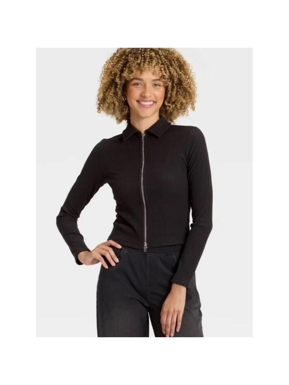 A NEW DAY- Women's Long Sleeve Brushed
Ribbed Polo Zip-Up Jacket